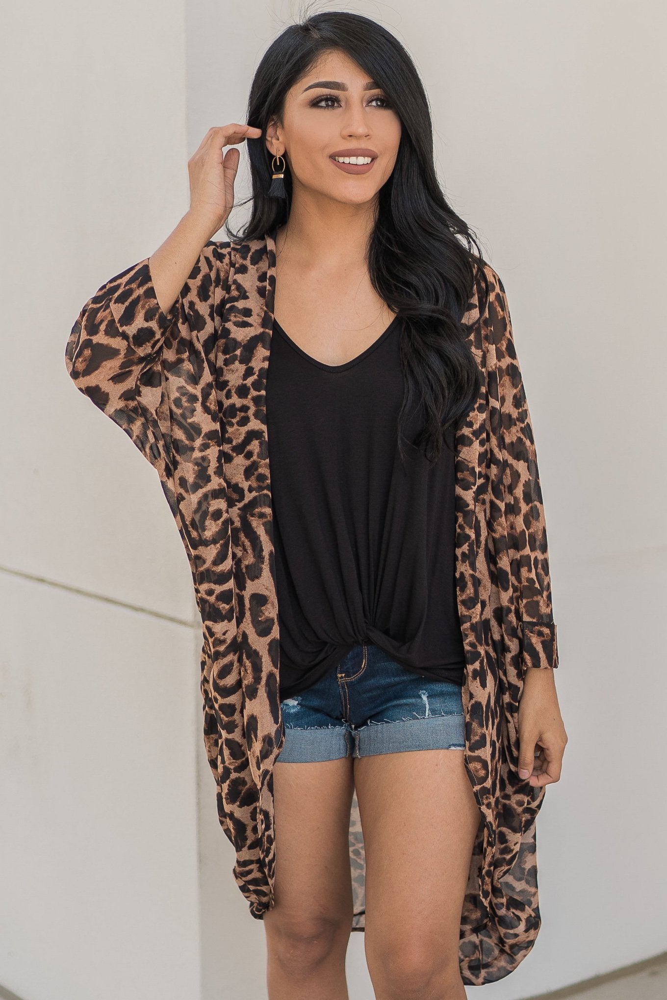 "Pounce On It" Leopard Kimono (Tan)
