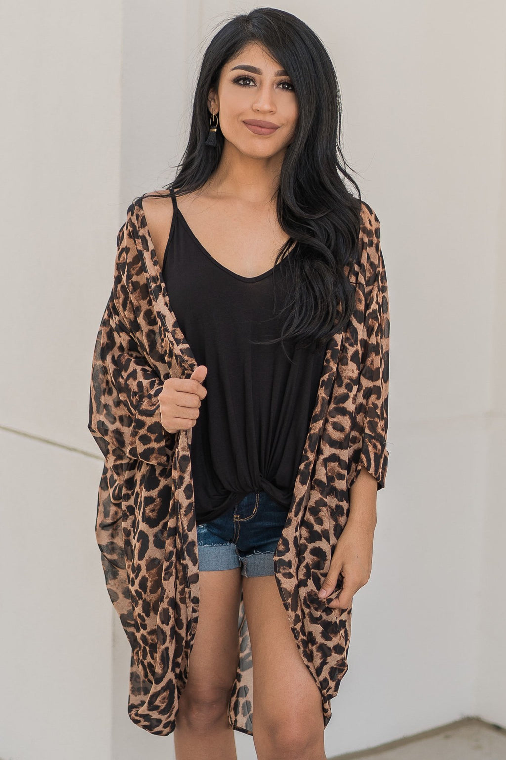 "Pounce On It" Leopard Kimono (Tan)