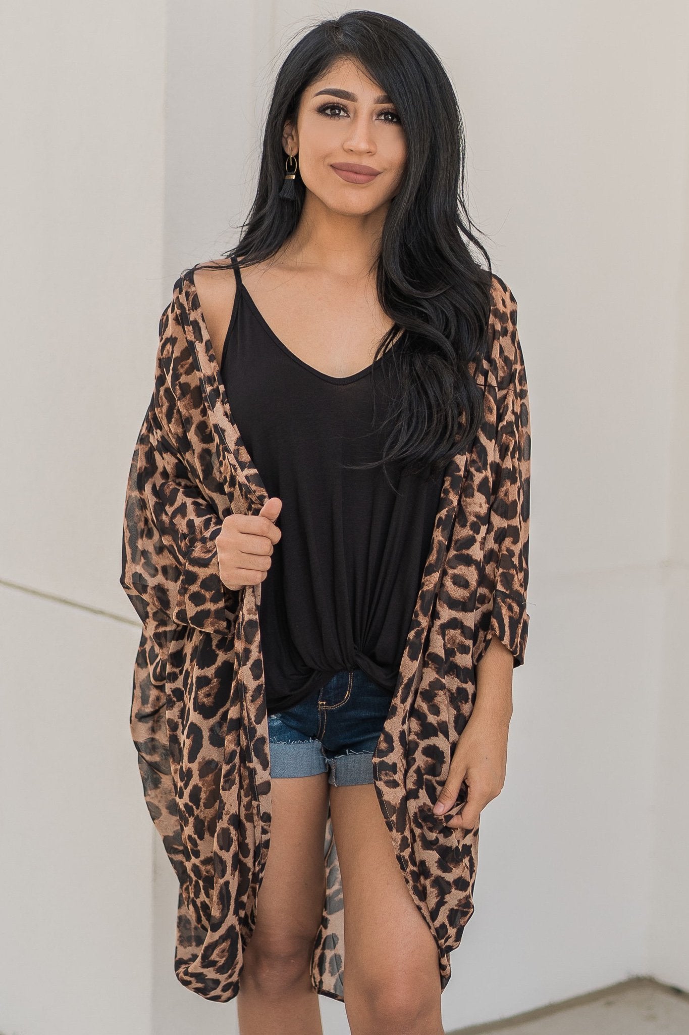 "Pounce On It" Leopard Kimono (Tan)