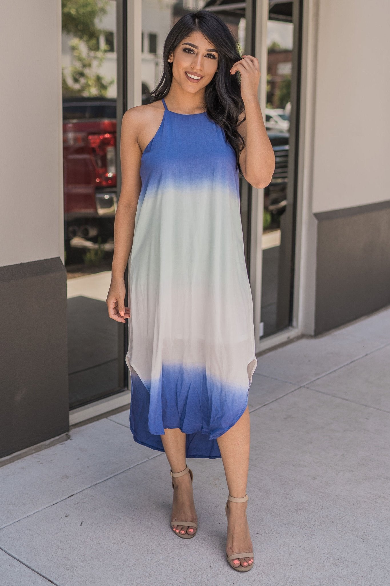 "Feel The Ombré" Midi Dress (Blue)