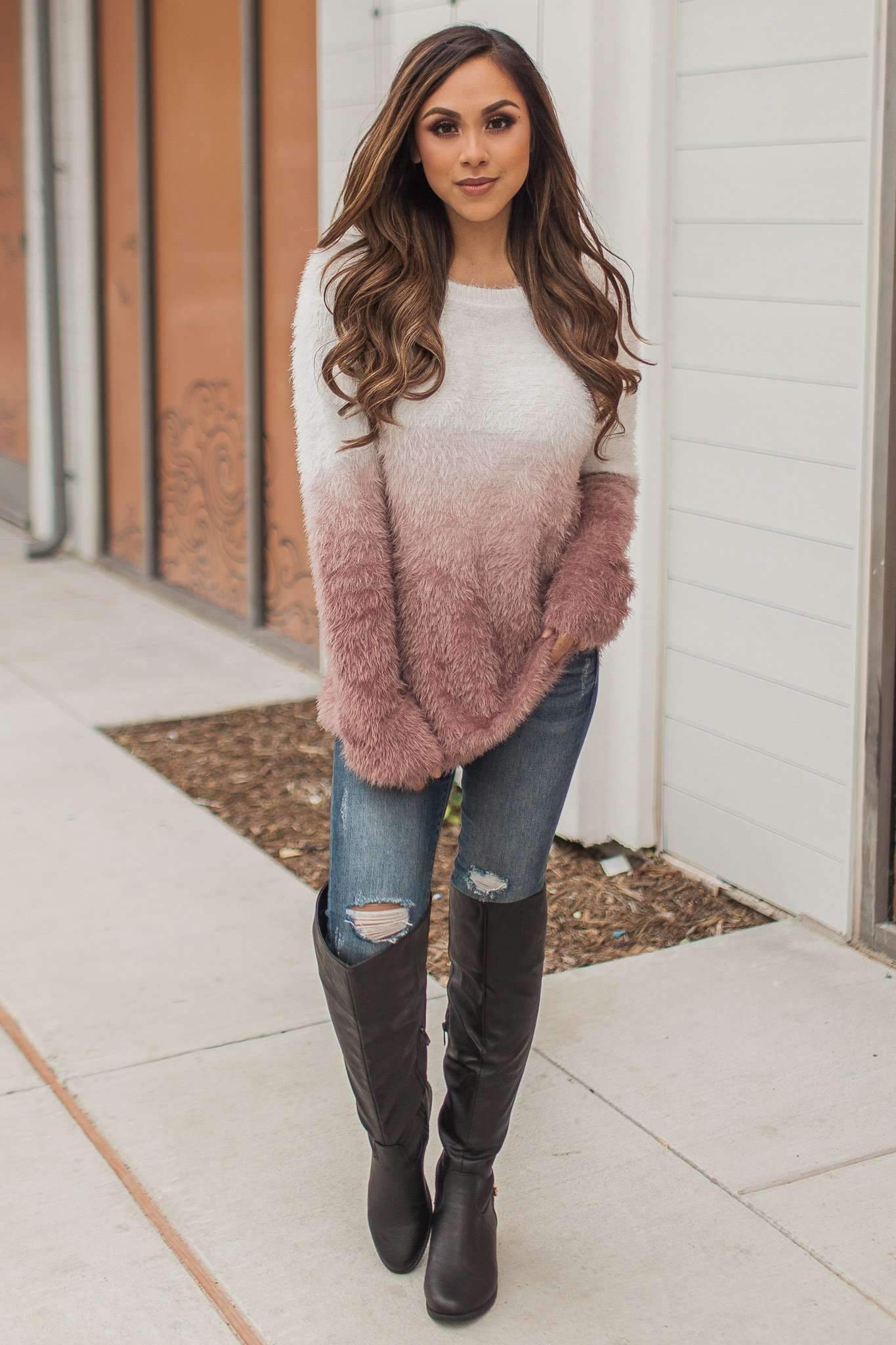 "Warm Fuzzy Feeling" Furry Sweater (Red Bean)