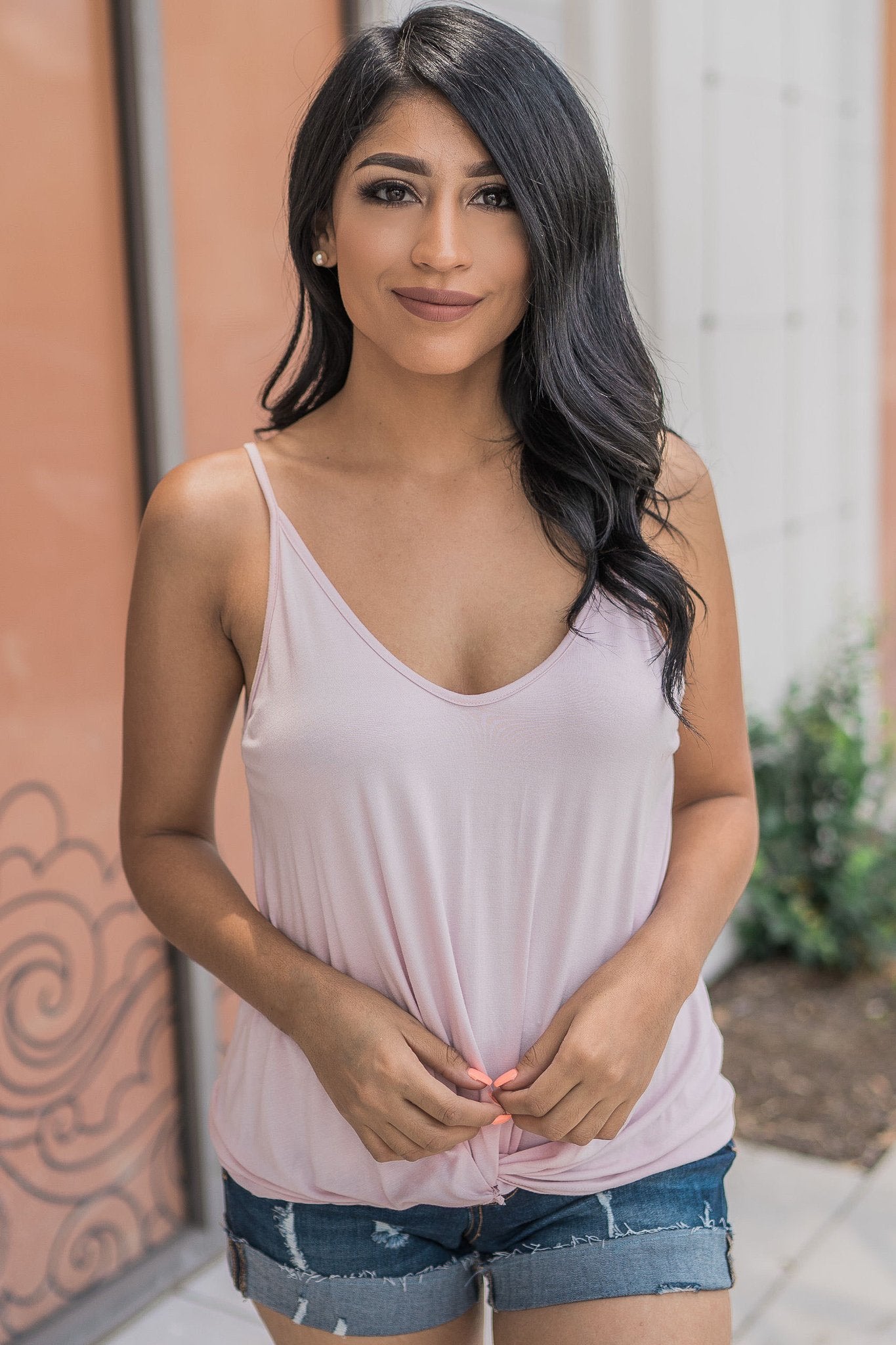 "Twist The Story" Tank Top (Blush)