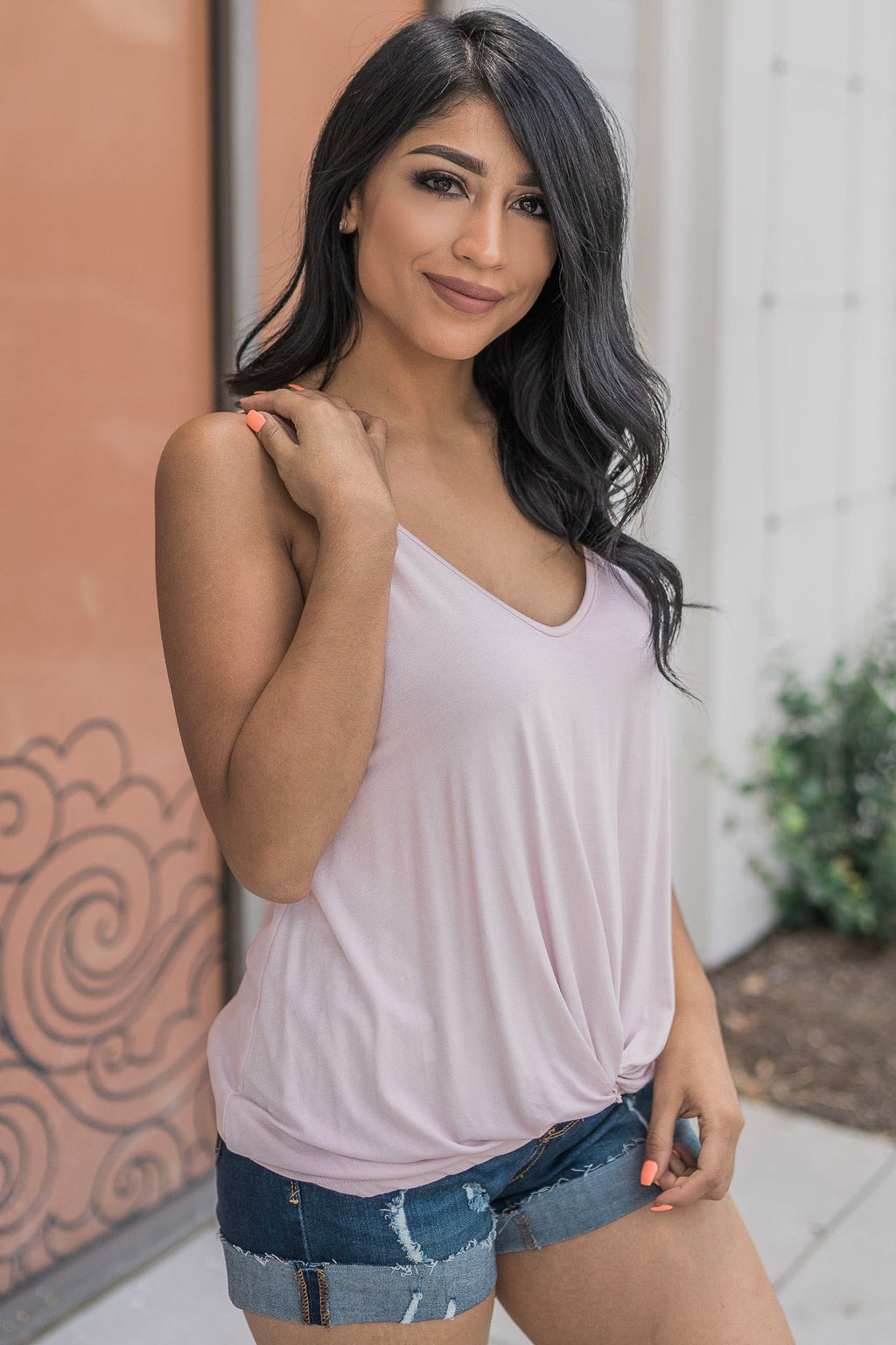 "Twist The Story" Tank Top (Blush)