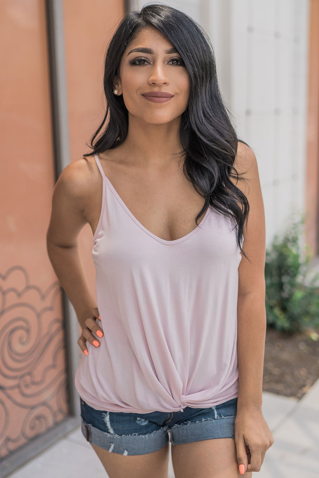 "Twist The Story" Tank Top (Blush)