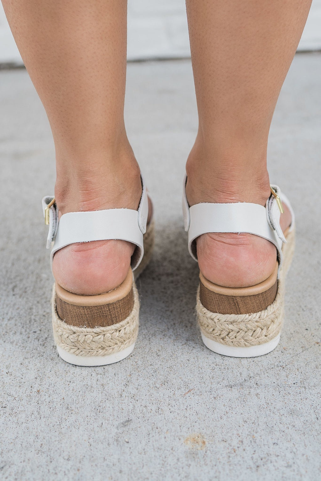 "Make Things Easy" Flatform Sandals (White)