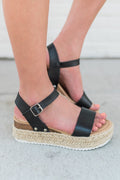 "Make Things Easy" Flatform Sandals (Black)