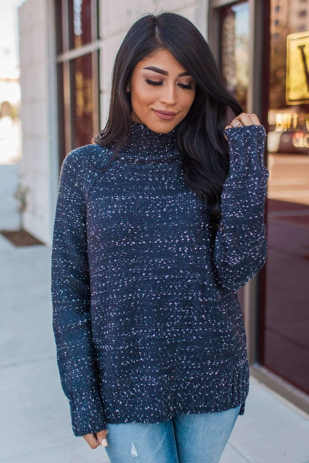 "In My Arms" Pullover Sweater (Navy)