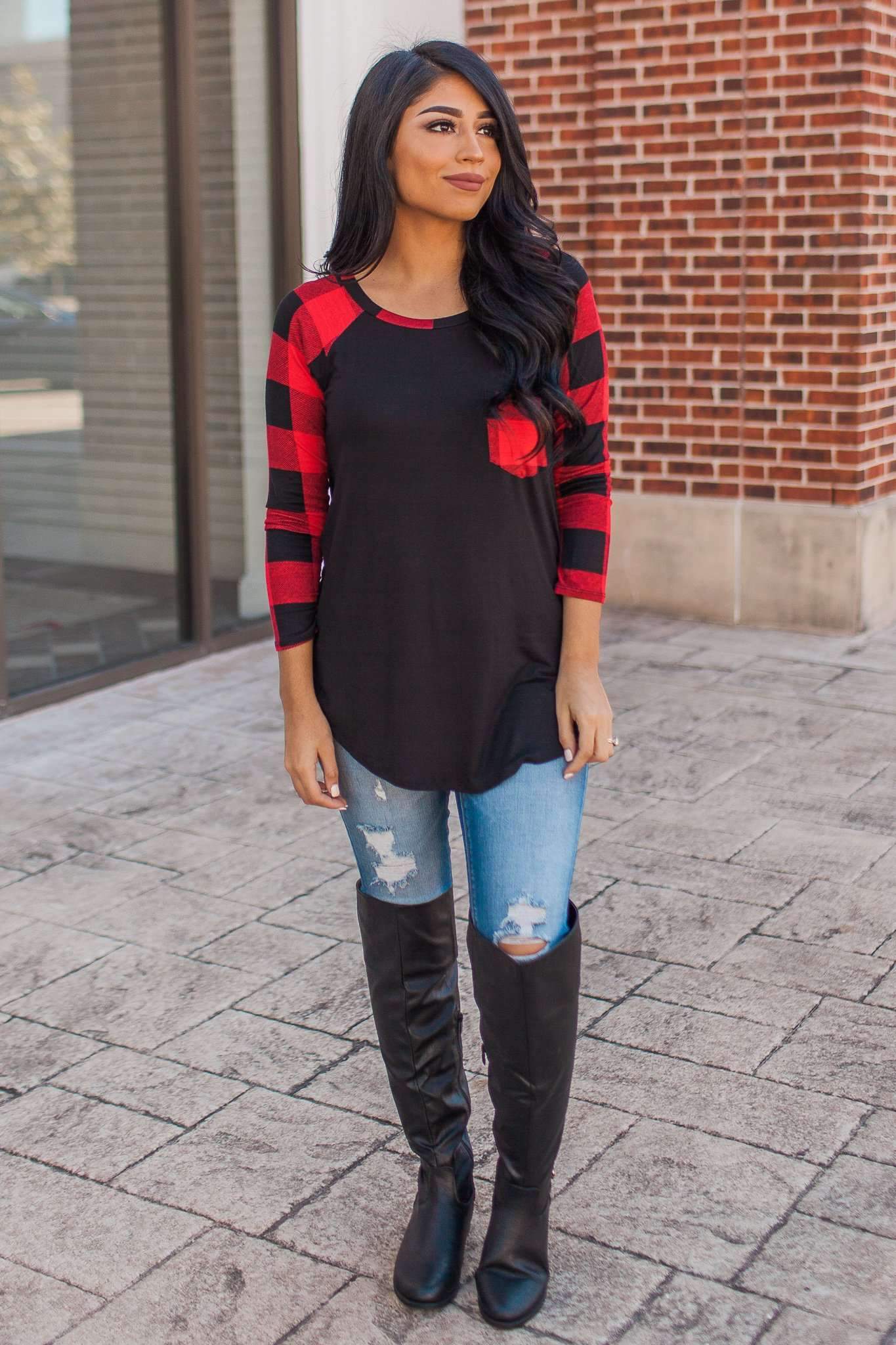 "Welcome To Plaid" Knit Top