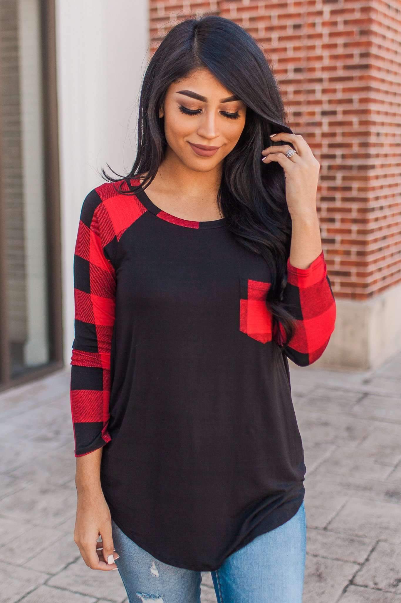 "Welcome To Plaid" Knit Top