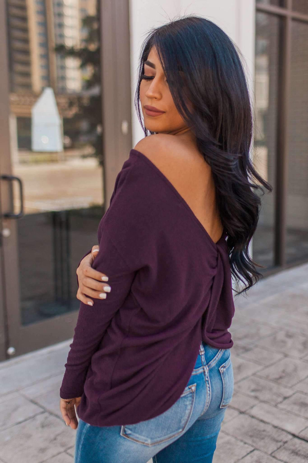 "Not So Cold" Knit Top (Eggplant)