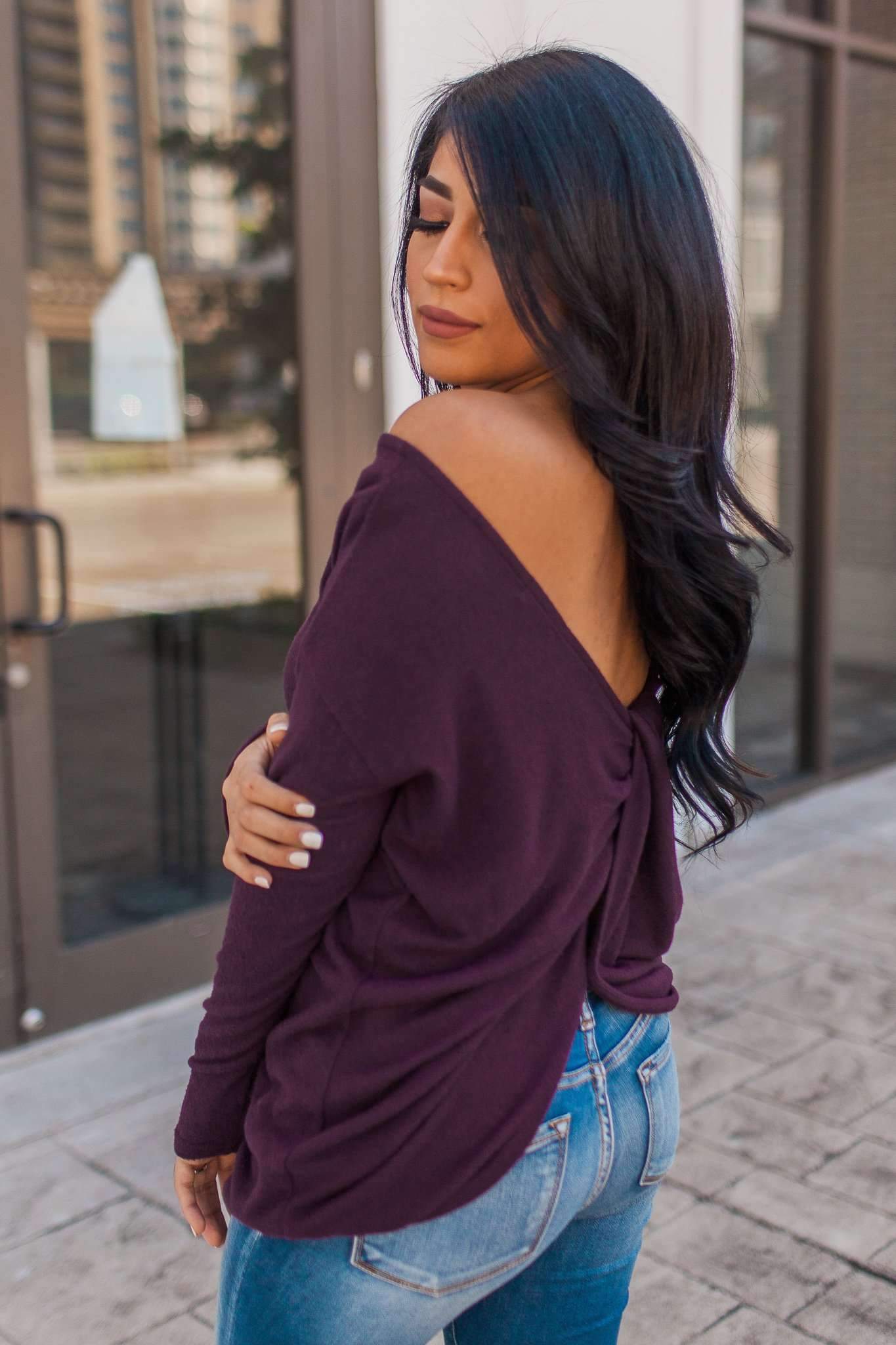 "Not So Cold" Knit Top (Eggplant)