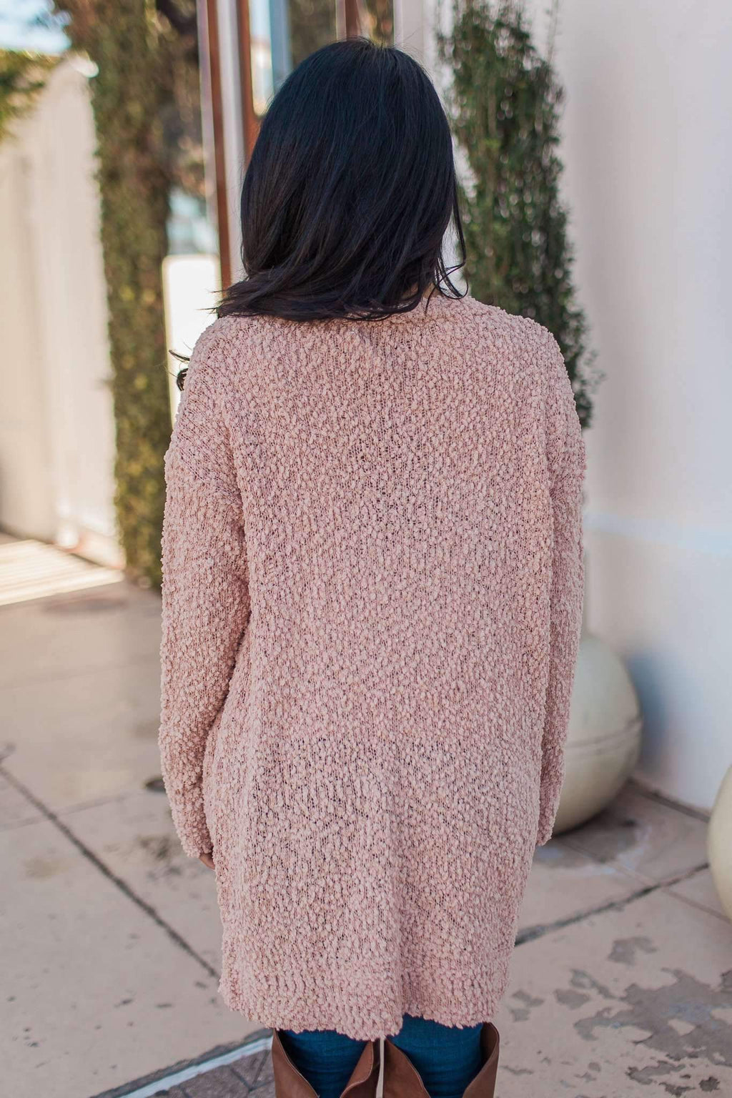 "Turn To Cozy" Popcorn Cardigan (Blush)