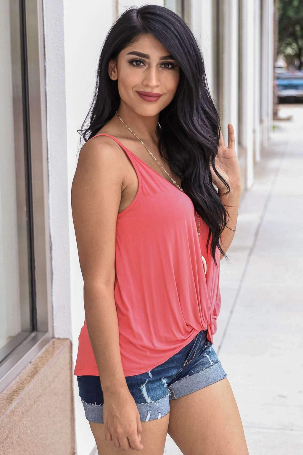 "Twist The Story" Tank Top (Coral)
