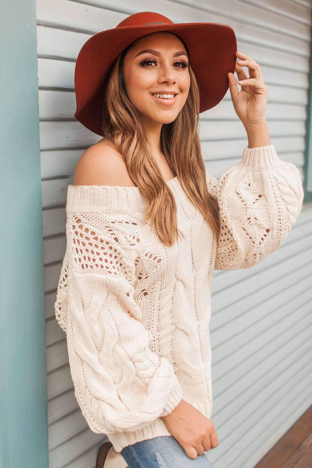 "When Autumn Calls" Knit Sweater (Cream)