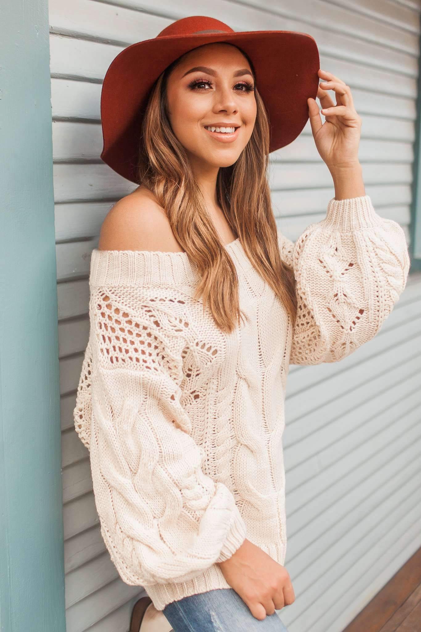 "When Autumn Calls" Knit Sweater (Cream)
