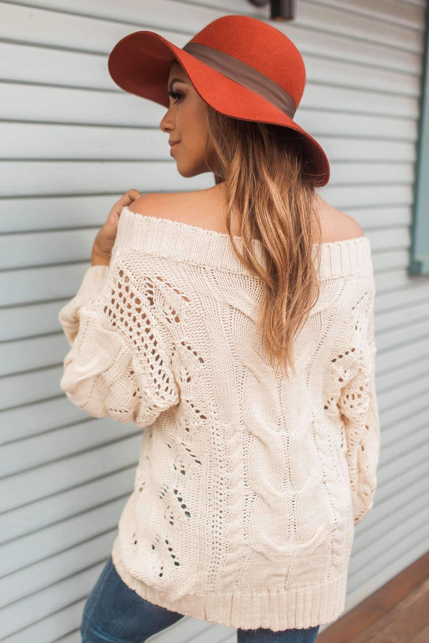 "When Autumn Calls" Knit Sweater (Cream)