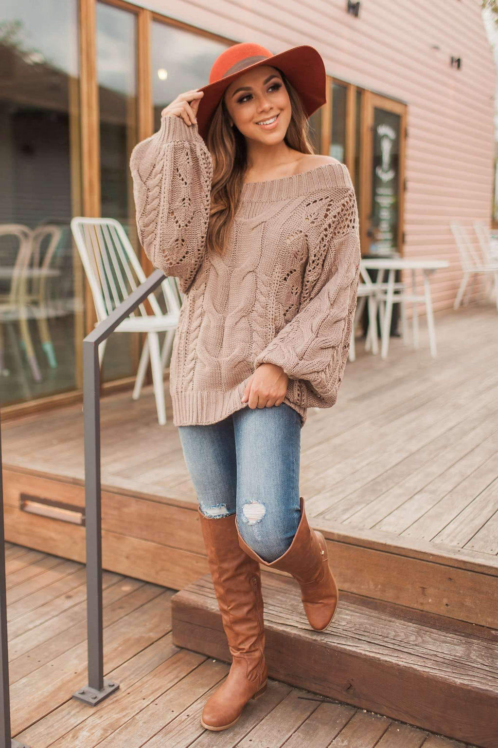 "When Autumn Calls" Knit Sweater (Mocha)