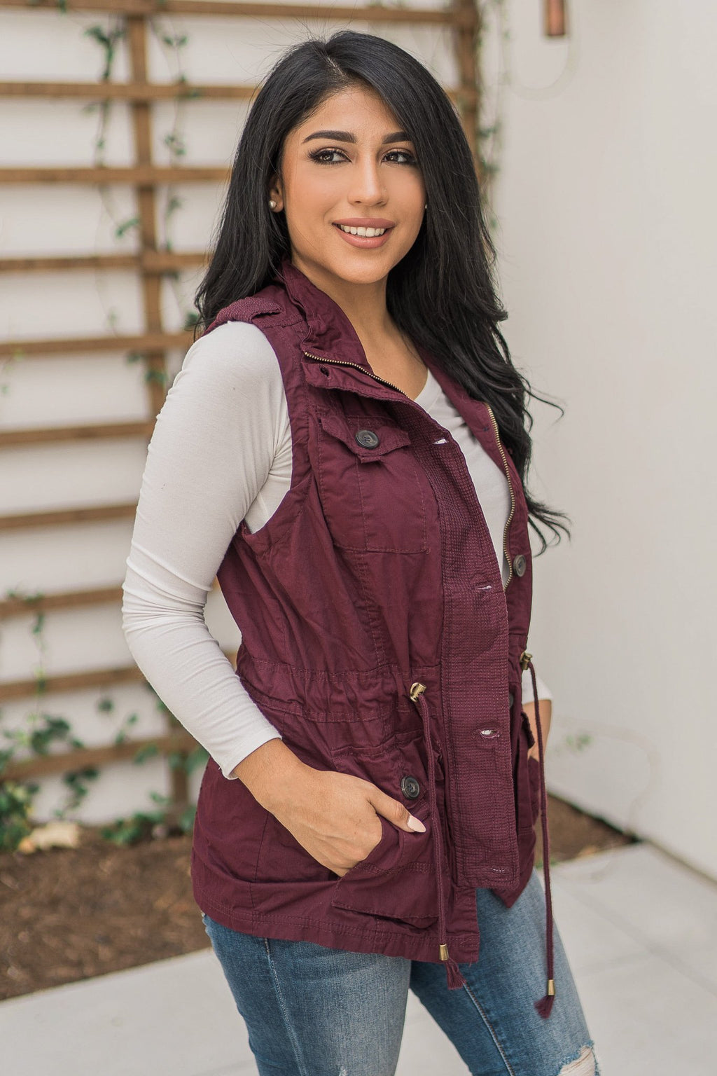 "Right On Trend" Cargo Vest (Wine)