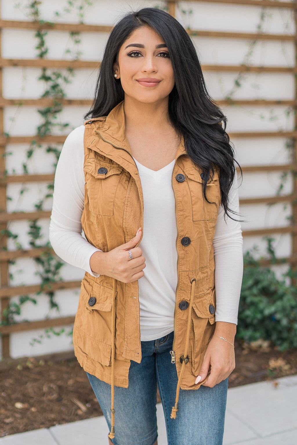 "Right On Trend" Cargo Vest (Camel)