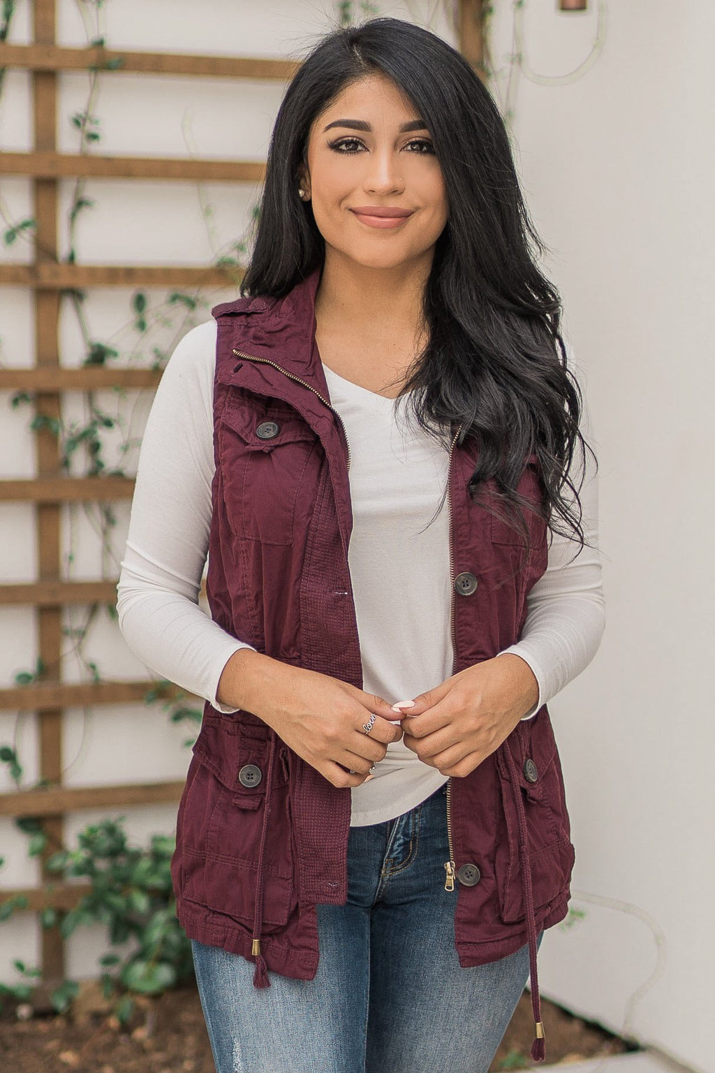 "Right On Trend" Cargo Vest (Wine)