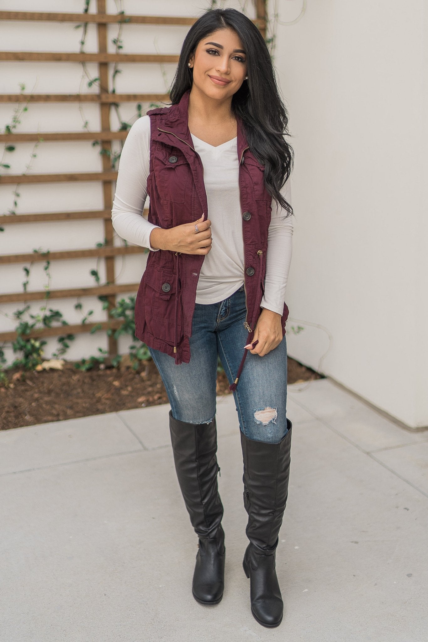 "Right On Trend" Cargo Vest (Wine)