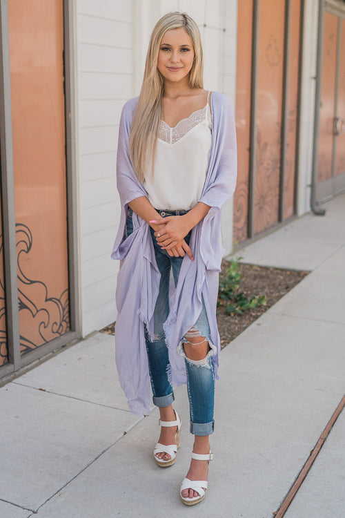 "All She Wrote" Kimono Wrap (Periwinkle)