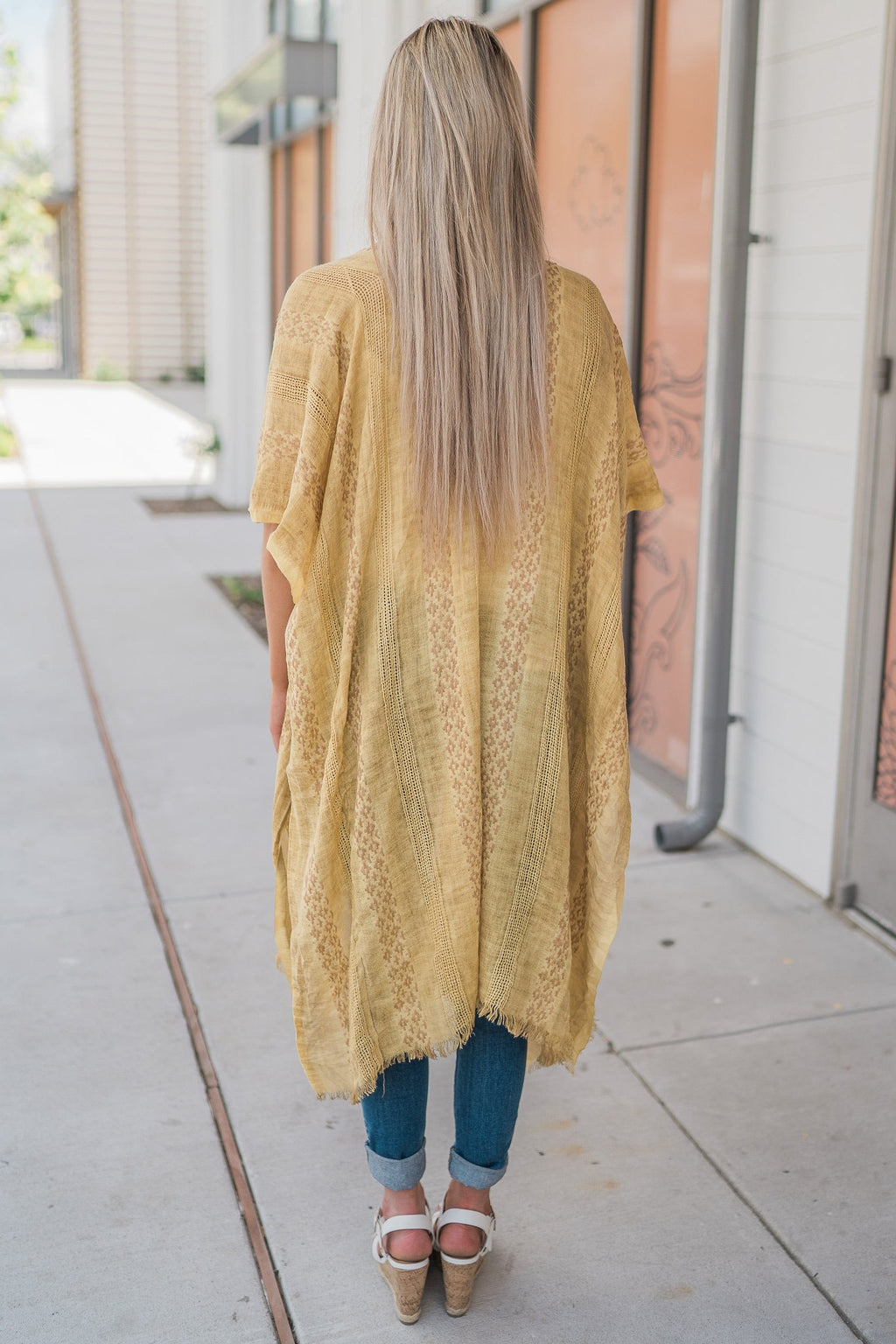 "Hint Of Print" Kimono Wrap (Mustard)