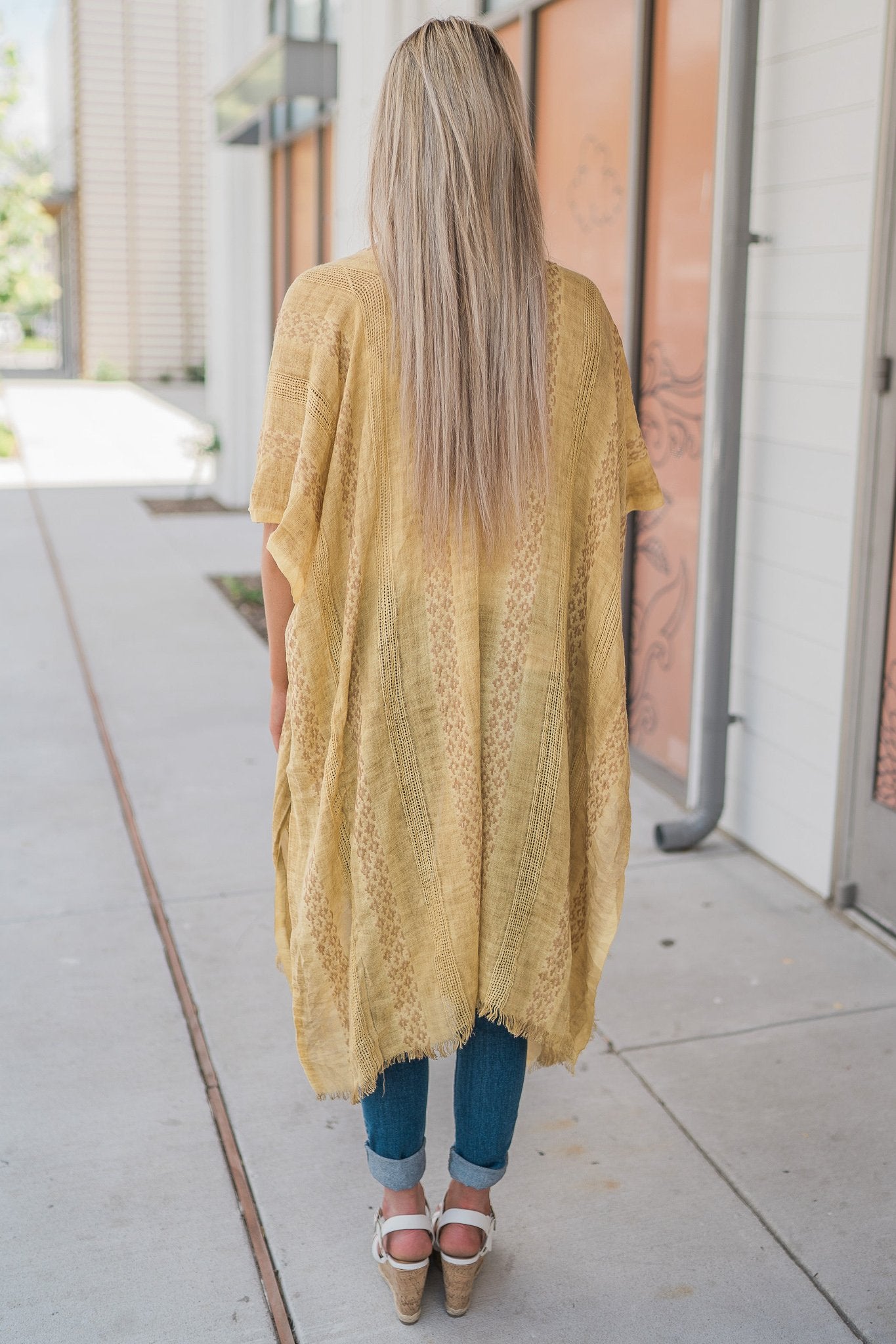 "Hint Of Print" Kimono Wrap (Mustard)