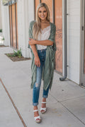 "Hint Of Print" Kimono Wrap (Sage)