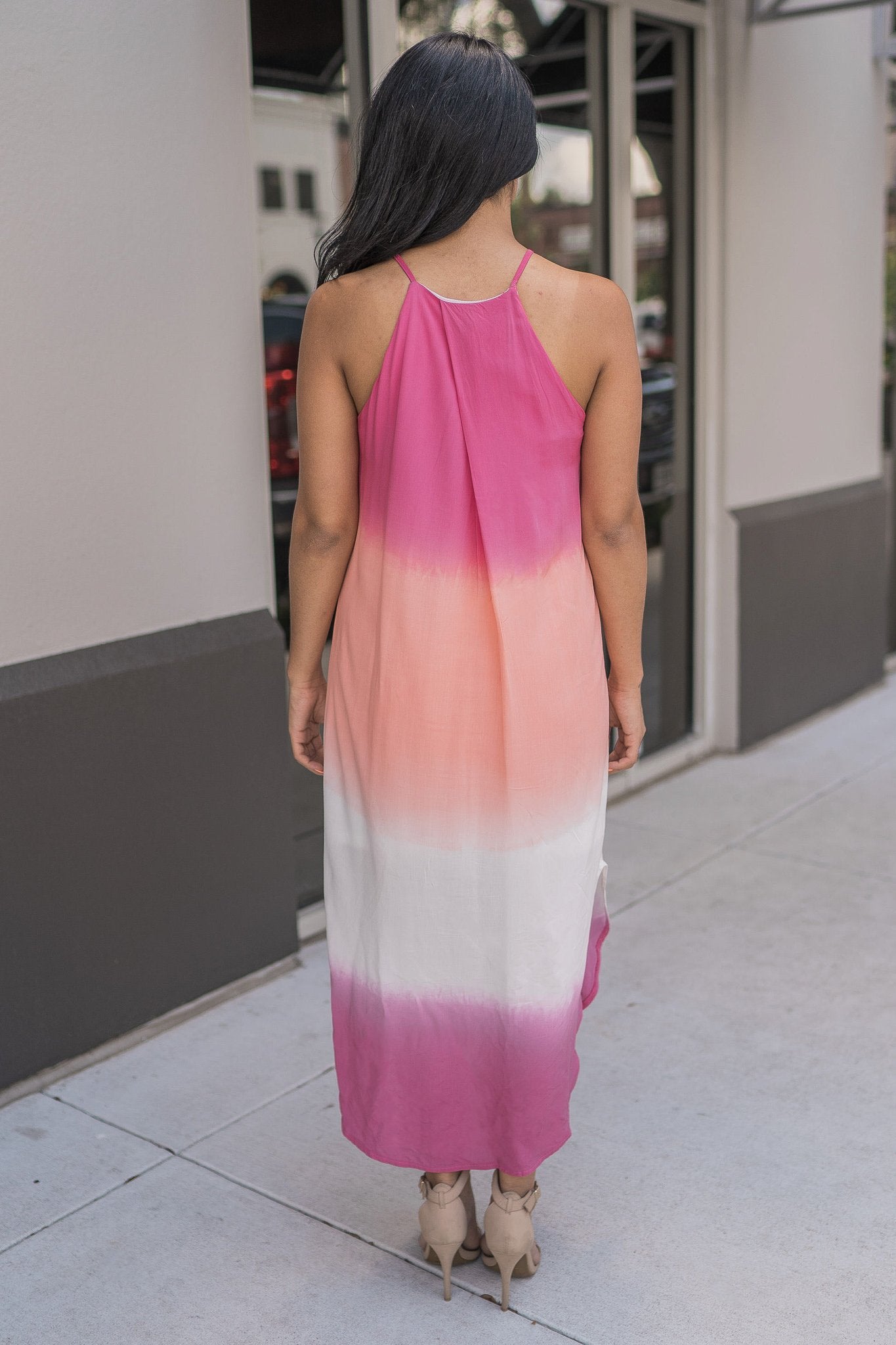 "Feel The Ombré" Midi Dress (Fuchsia)