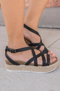 "Get Strapped In" Flatform Sandals (Black)