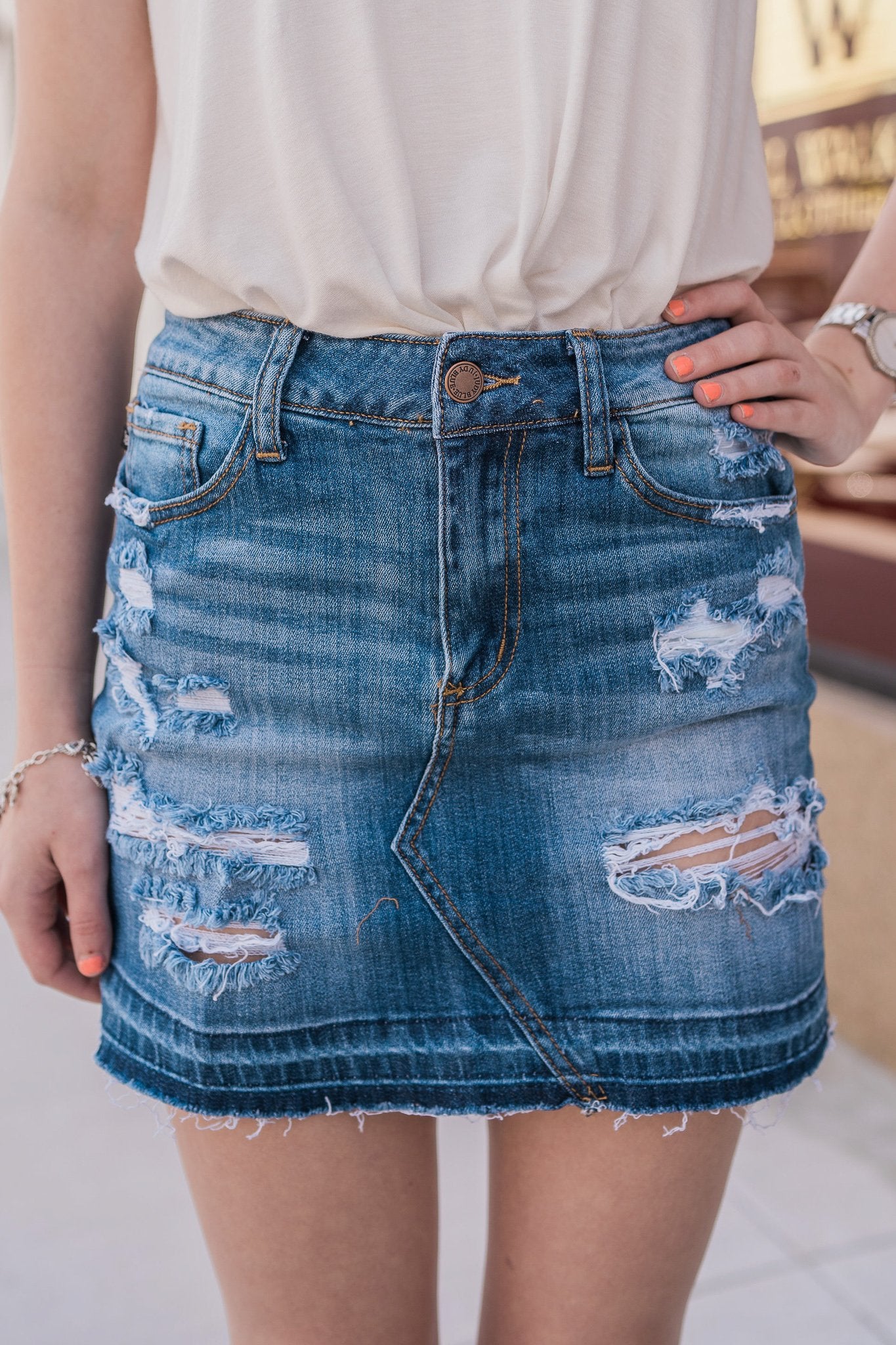 "Destroy & Conquer" Denim Skirt