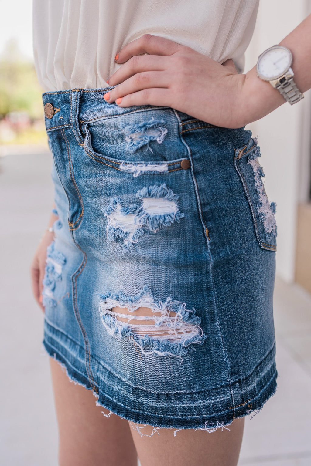 "Destroy & Conquer" Denim Skirt