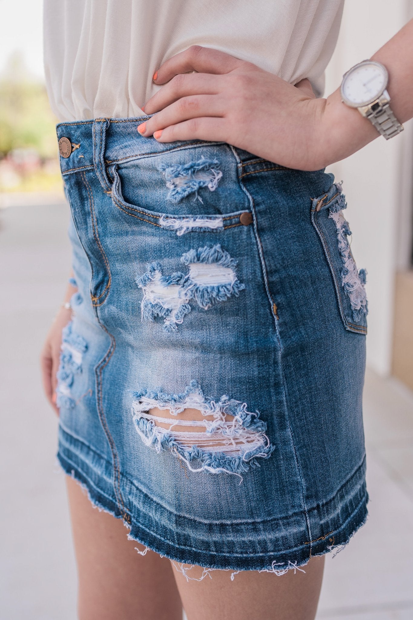 "Destroy & Conquer" Denim Skirt