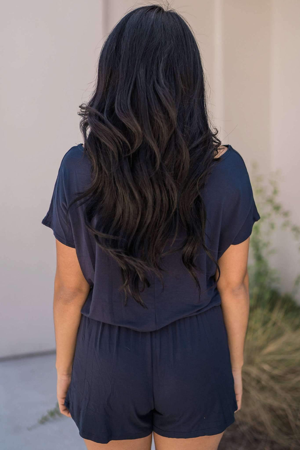 "Just About Anywhere" Knit Romper (Navy)