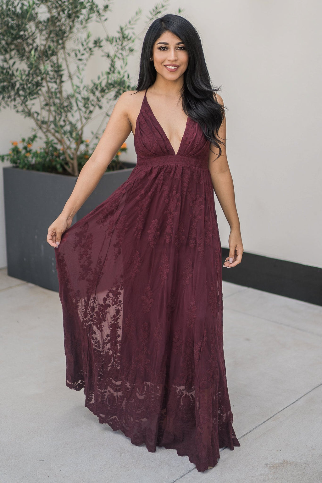 “Radius Of Radiance” Maxi Dress (Burgundy)