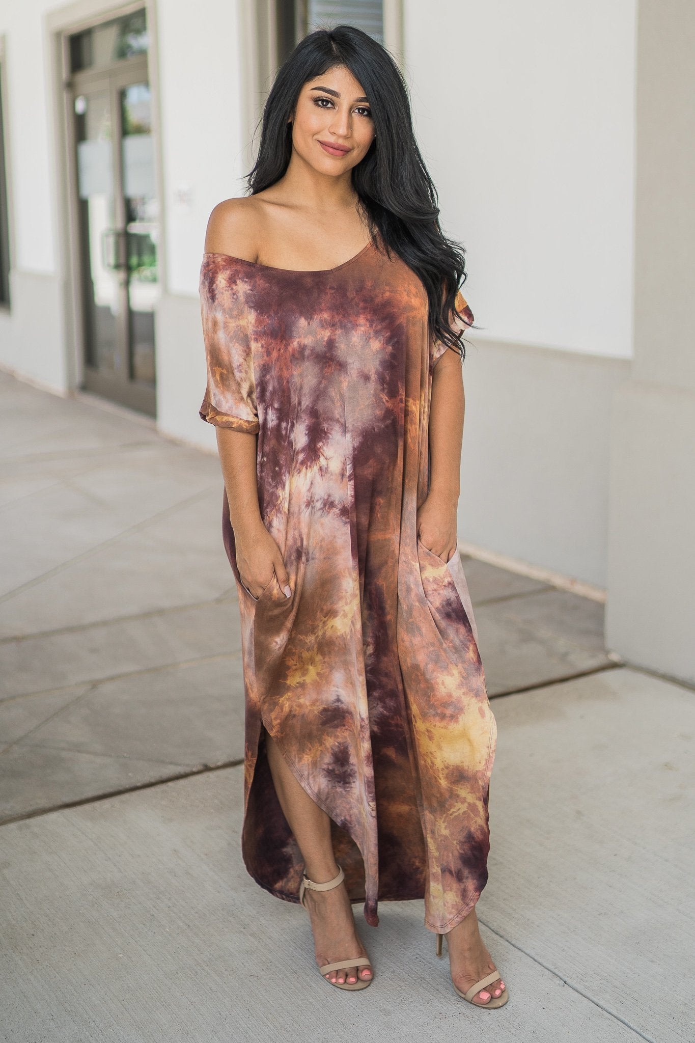 "Paint The Galaxy" Maxi Dress (Taupe)