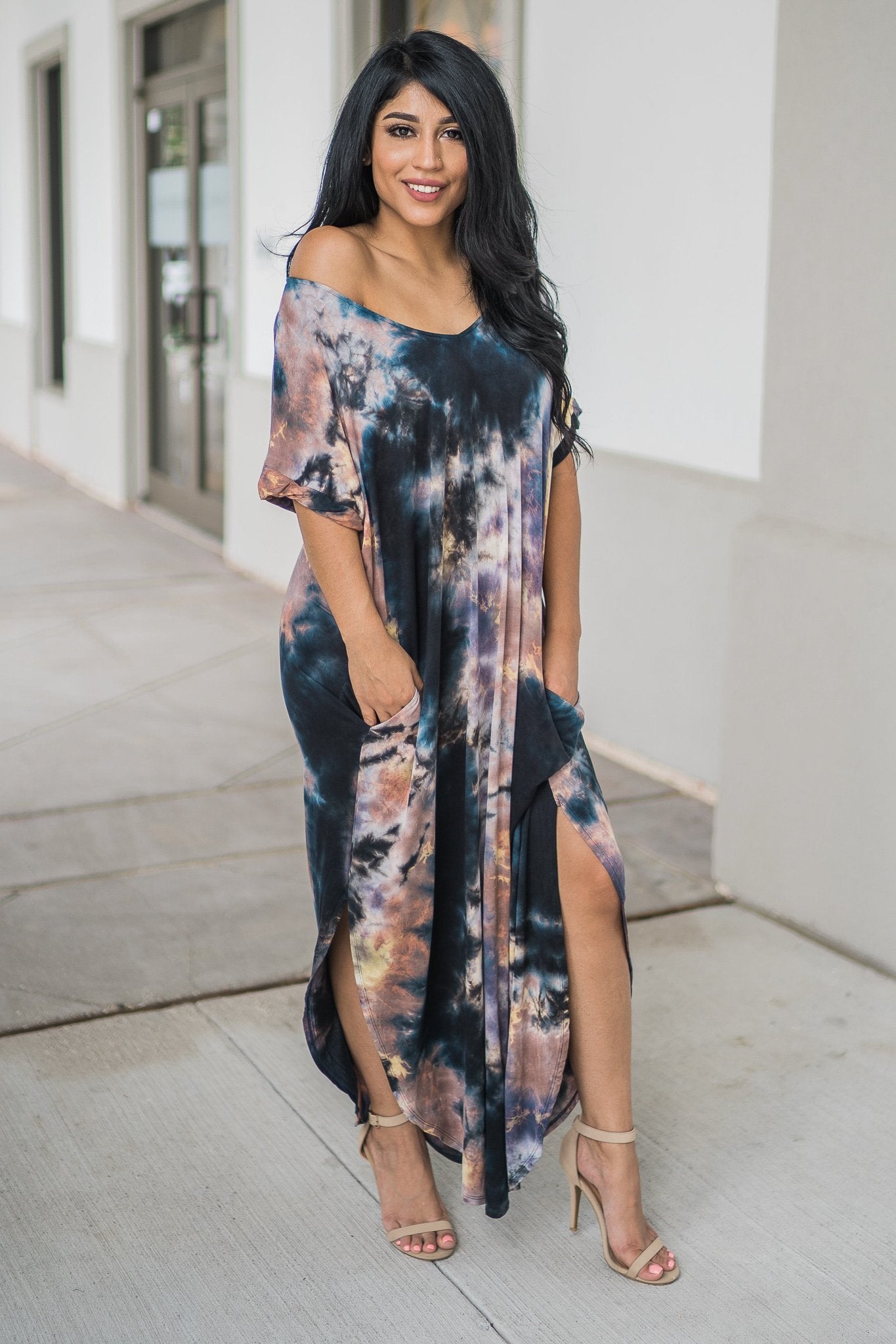 "Paint The Galaxy" Maxi Dress (Navy)