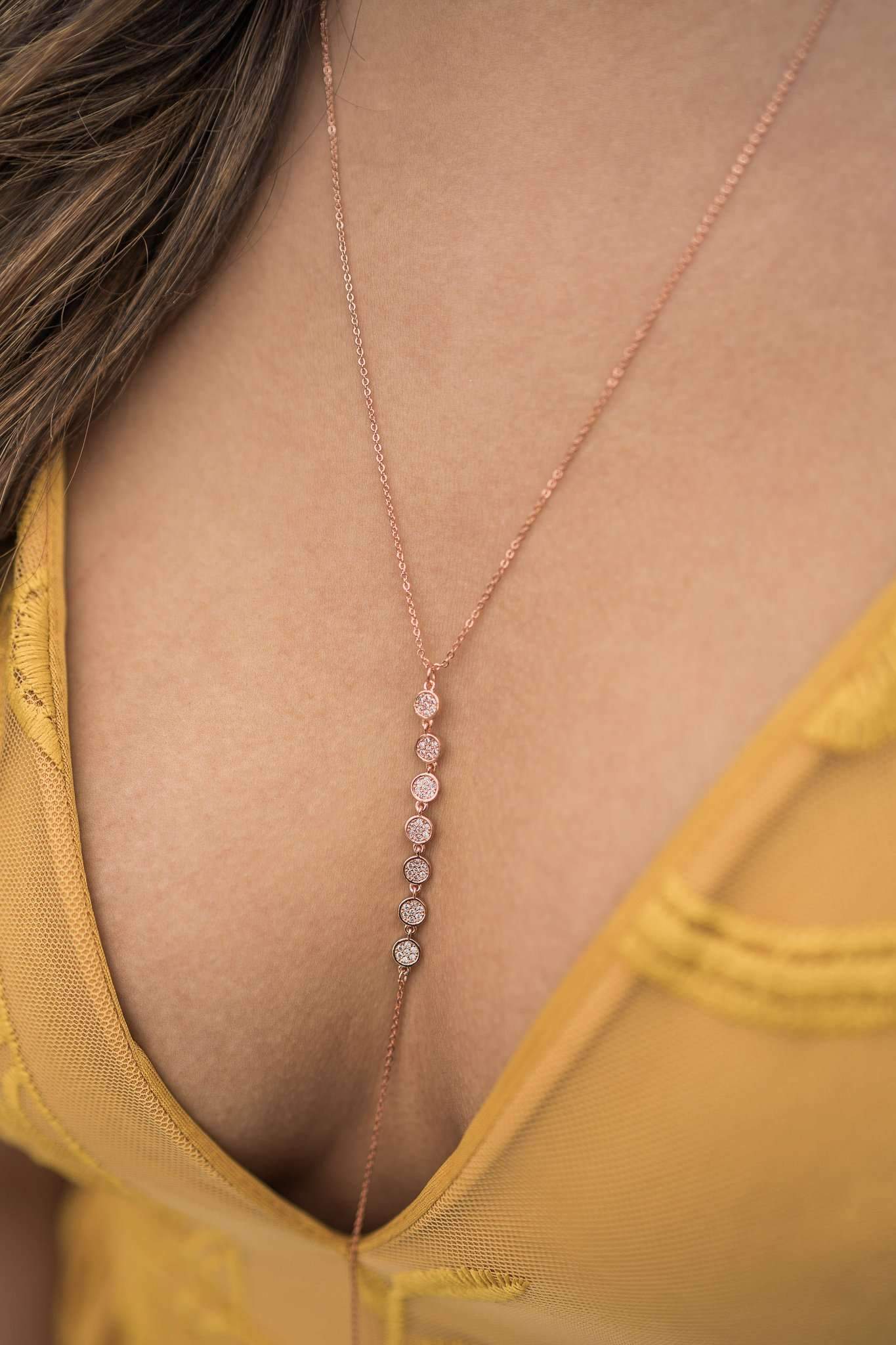 Macy Lariat Necklace (Rose Gold)