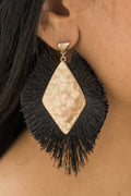 Gwyneth Fringe Earrings (Black)