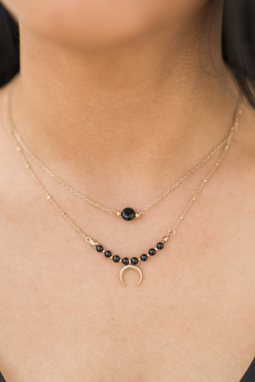 Morgan Crescent Necklace (Black)
