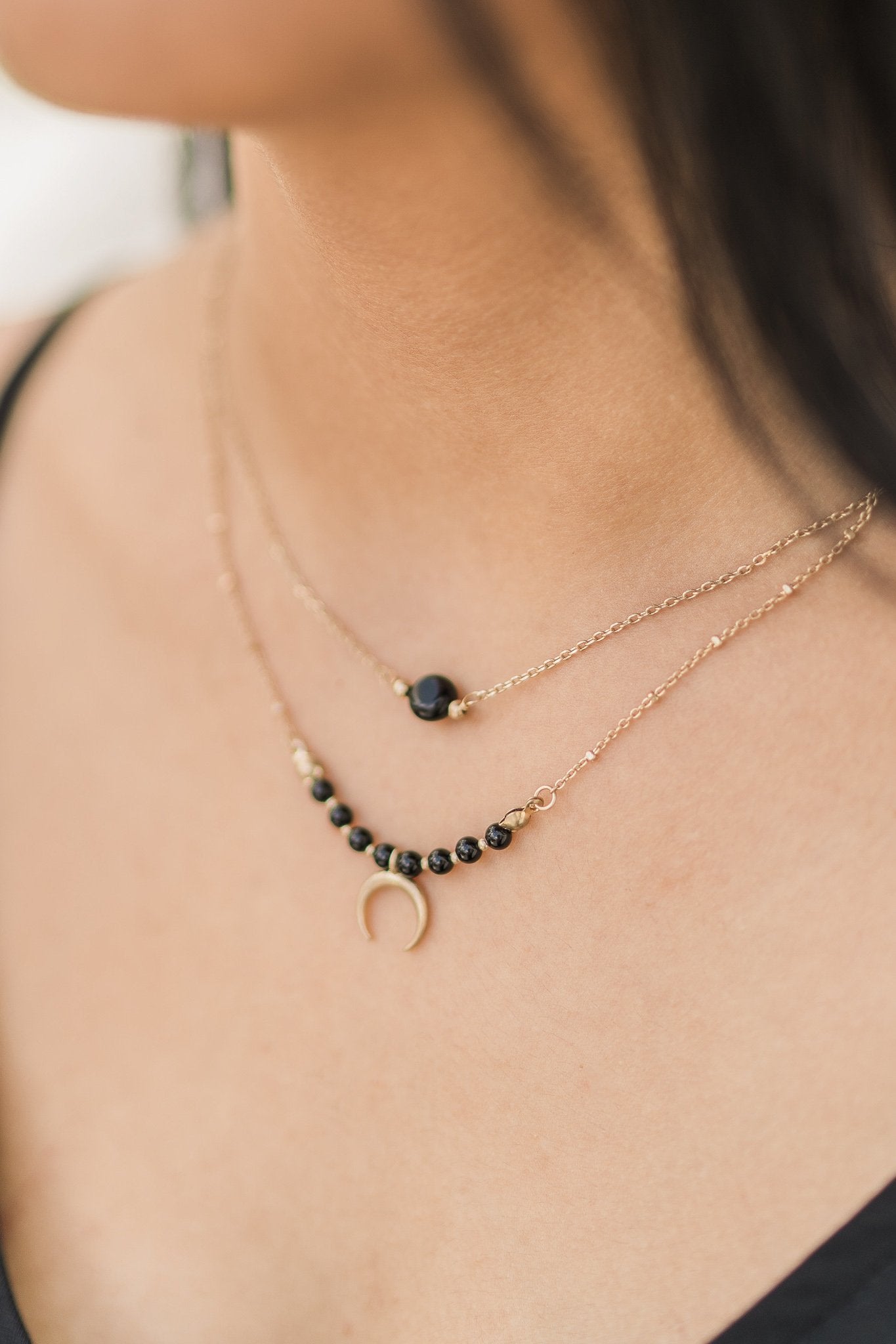 Morgan Crescent Necklace (Black)