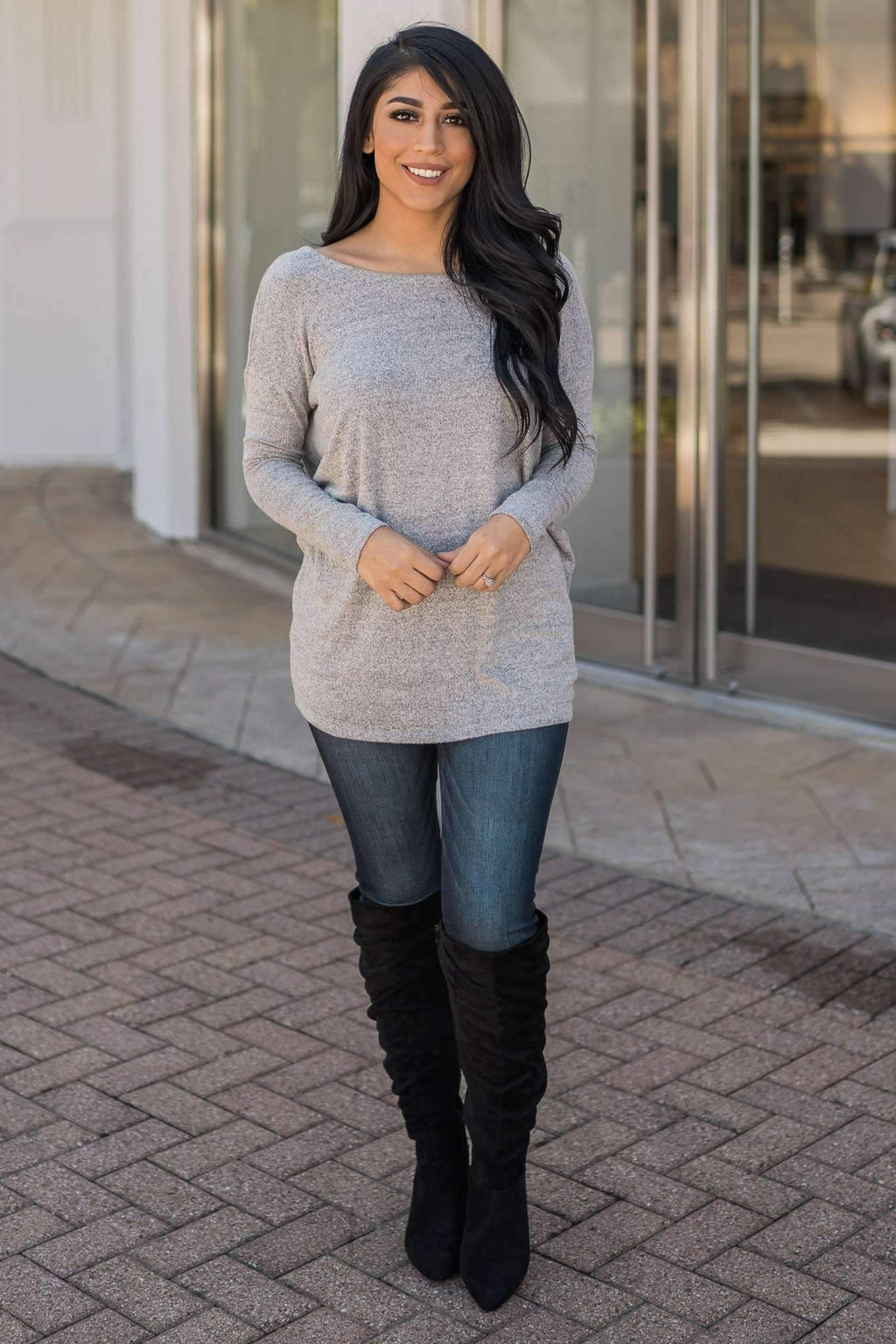 "Not So Cold" Knit Top (Grey)