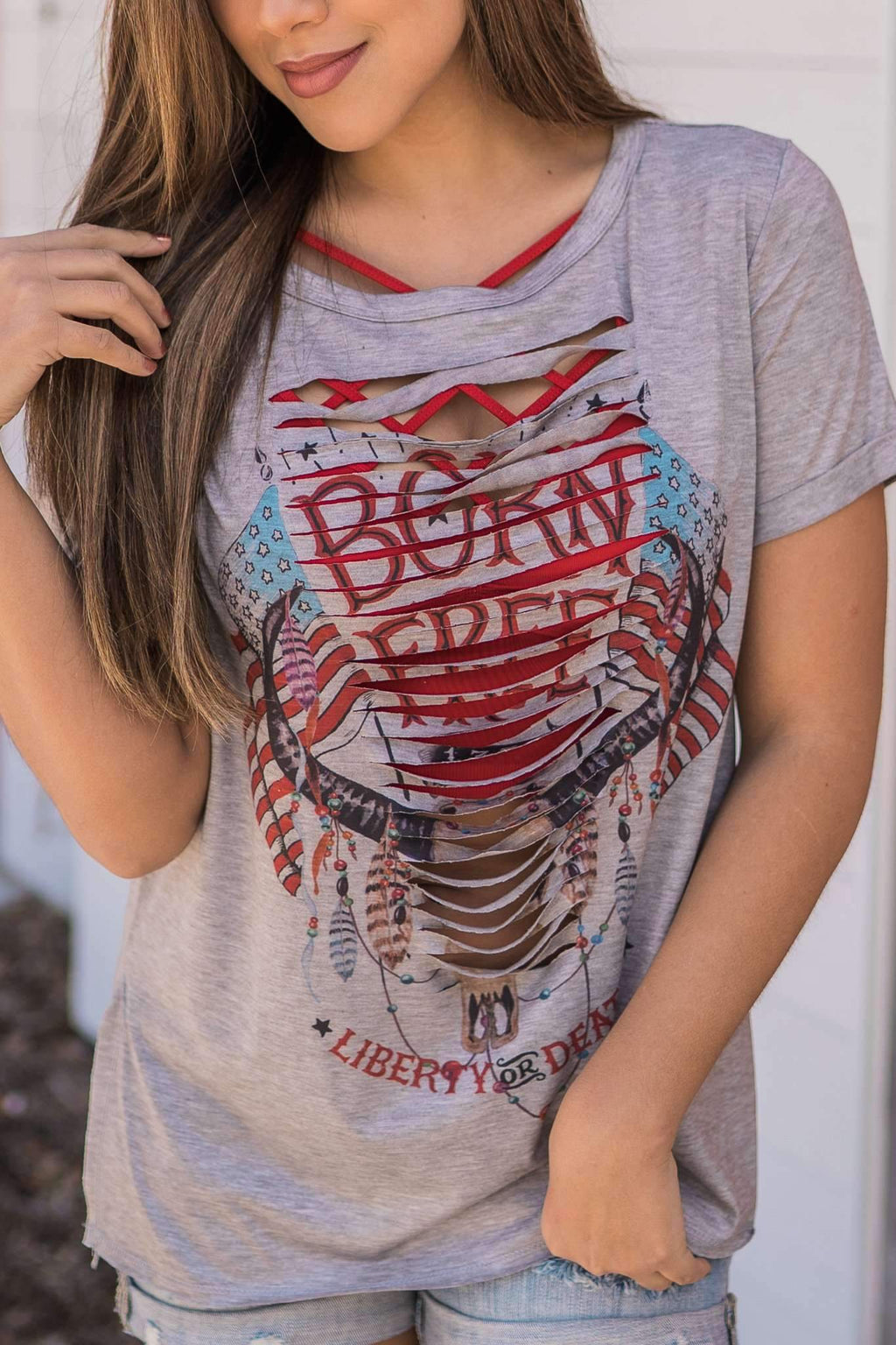"Liberty Or Death" Knit Top (Grey)