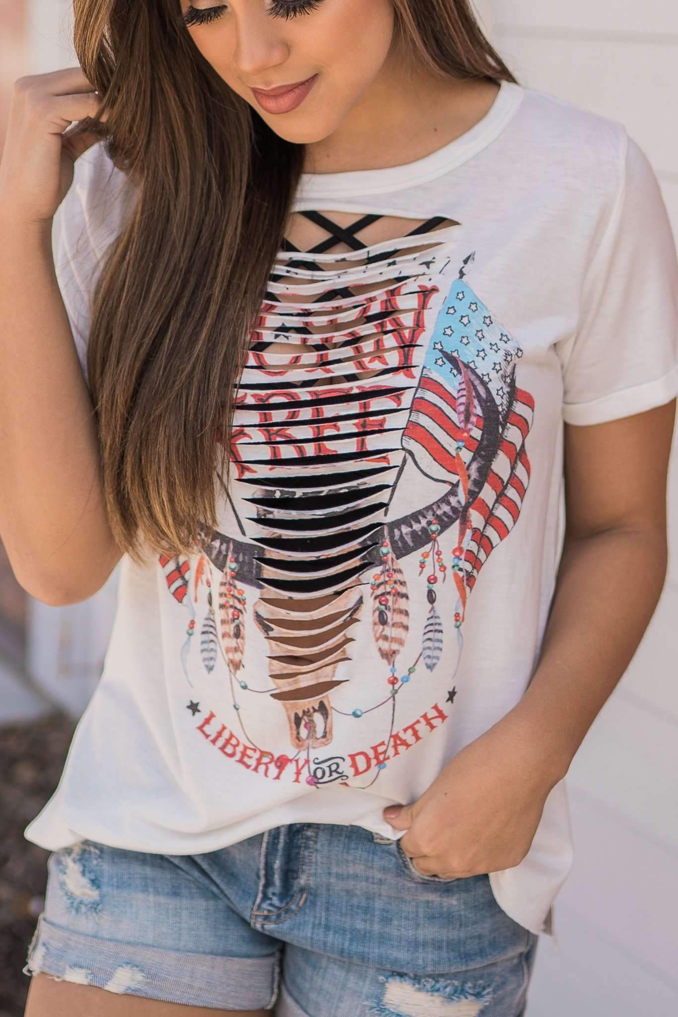 "Liberty Or Death" Knit Top (White)