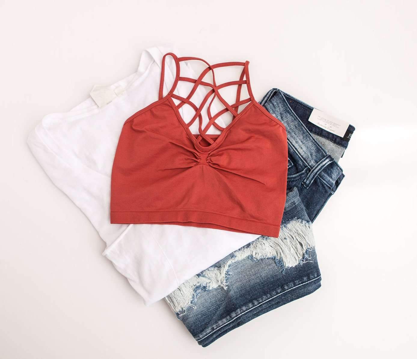 "The Spider Tease" Caged Bralette (Rust)