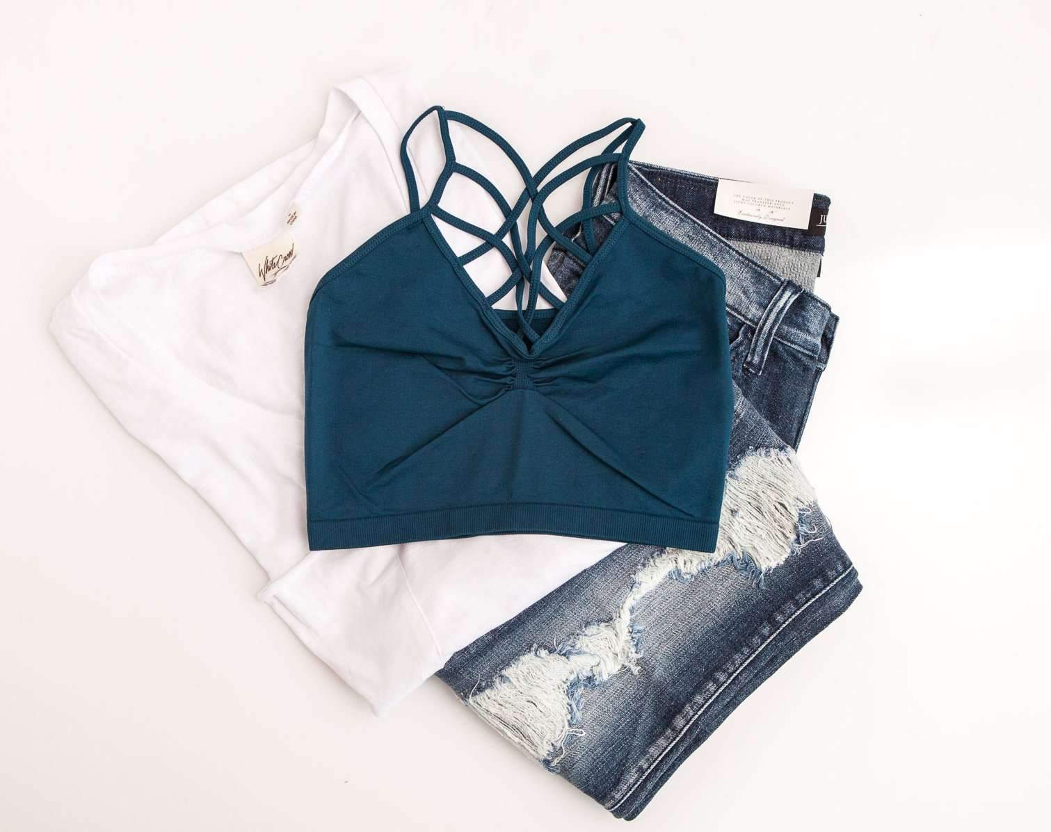 "The Spider Tease" Caged Bralette (Teal)