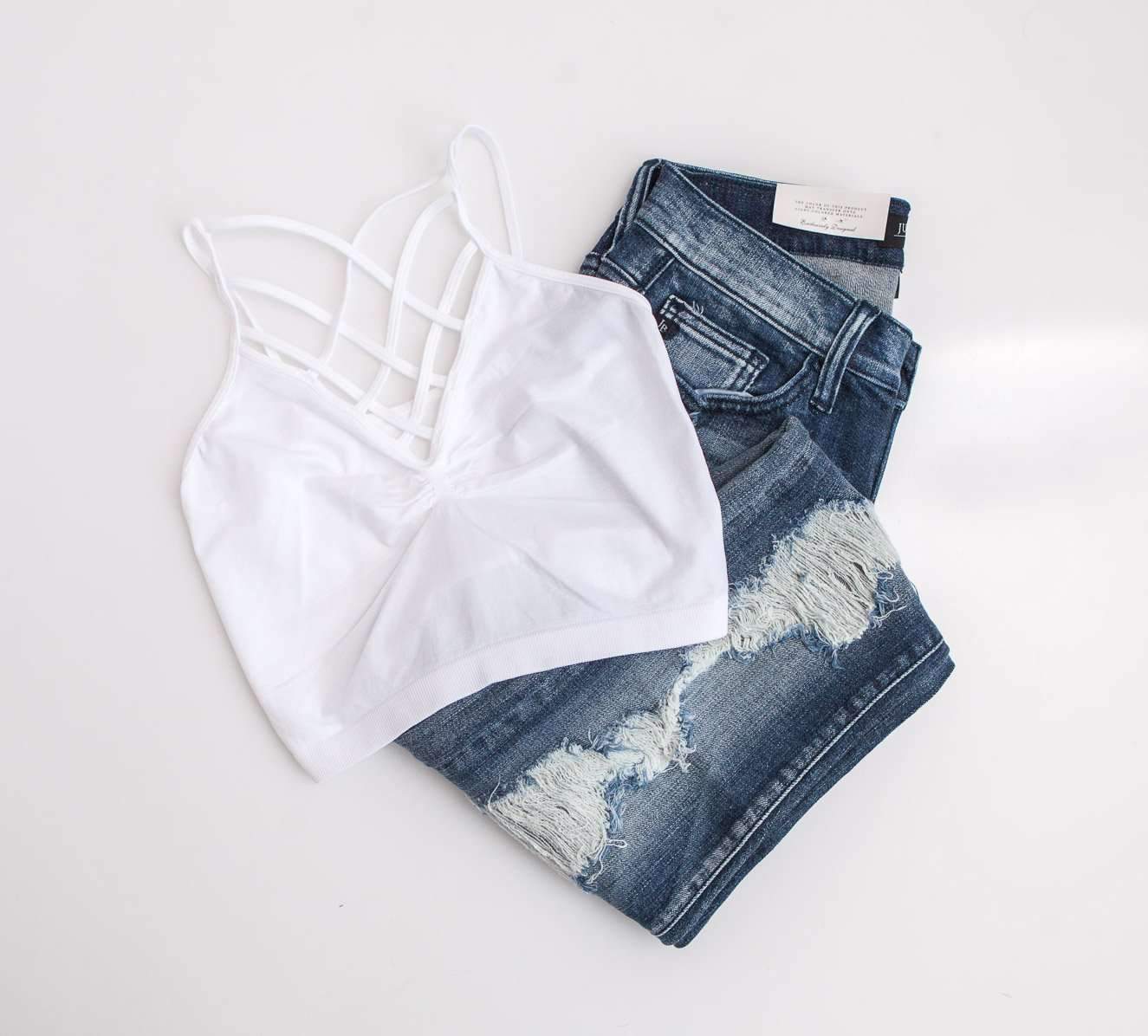 "The Spider Tease" Caged Bralette (White)