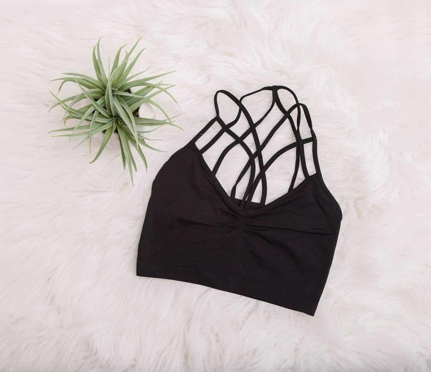 "Out Of Bounds" Strappy Bralette (Black)