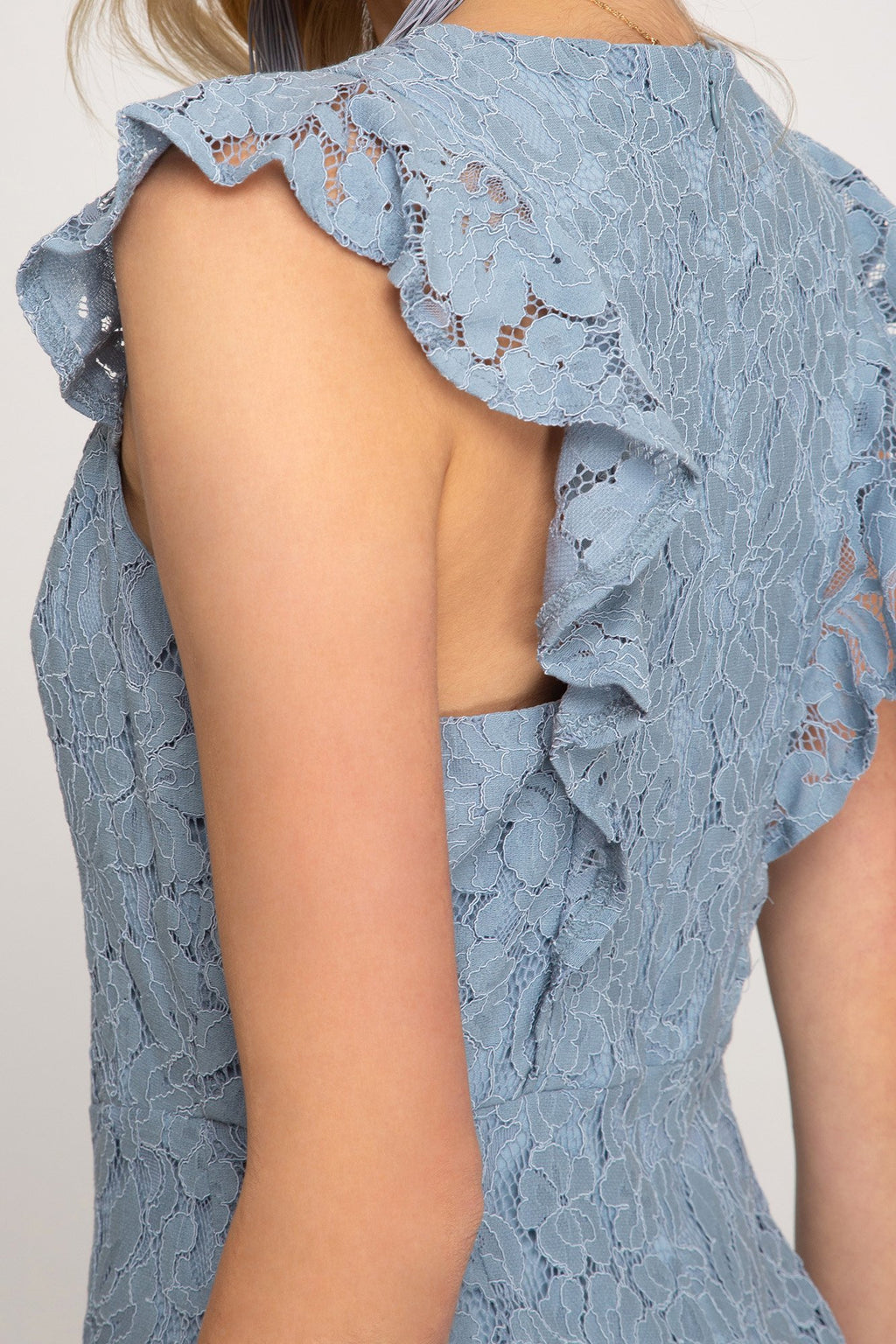 "Count On Me" Lace Dress (Dusty Blue)